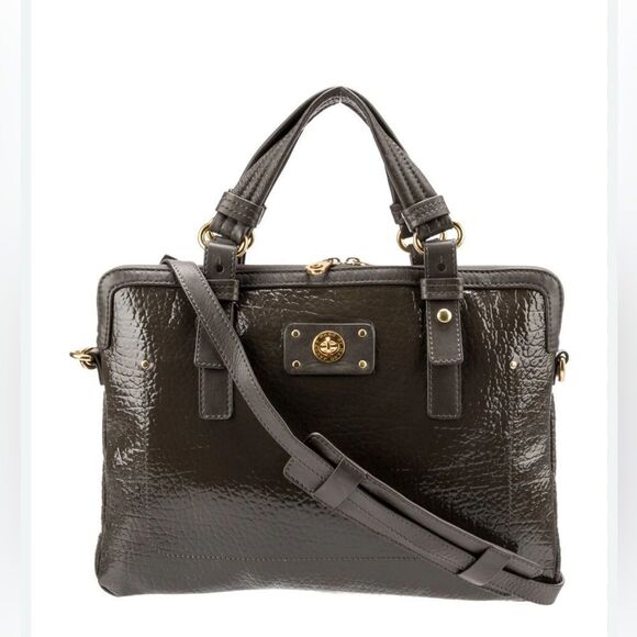 Marc Jacobs embossed gray patent leather laptop purse bag - Picture 1 of 14